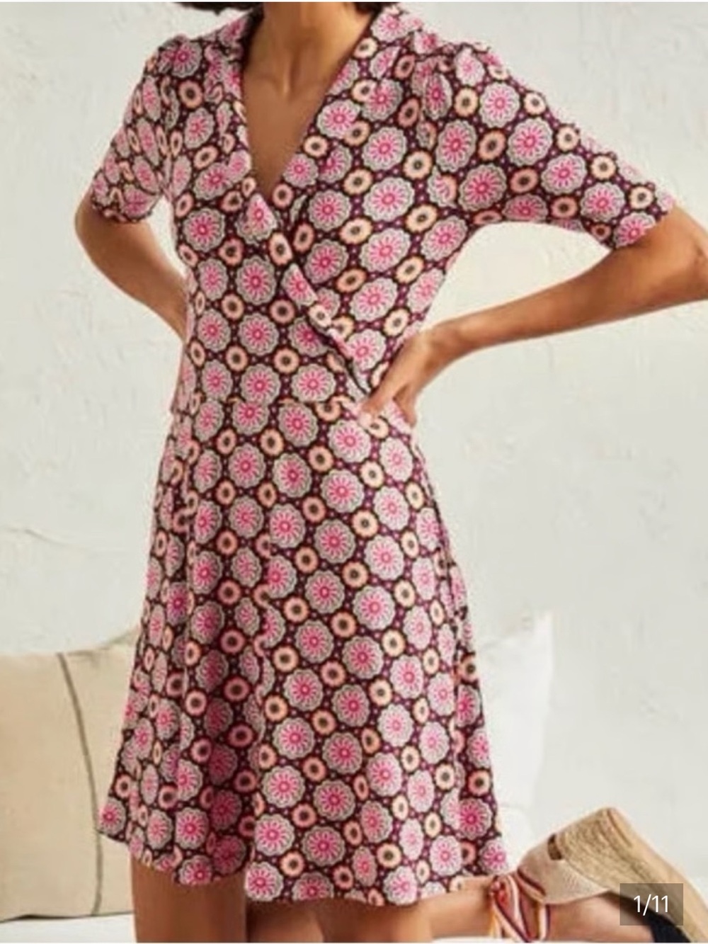 Boden opulent daisy faux Wrap Jersey Dress size 10
